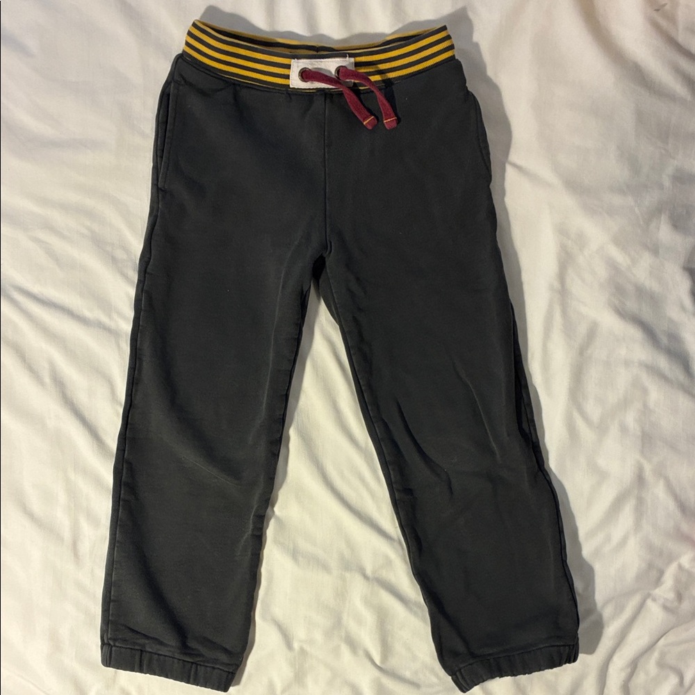 Mini Boden Black Joggers with Yellow Waistband